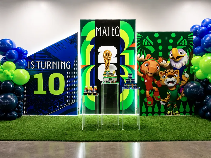 Decoración de cumpleaños inspirada en la Copa Mundial de fútbol
