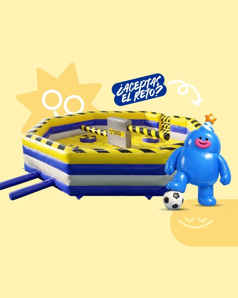 Inflable KnockOut Zone con brazo giratorio para niños de 6 a 11 años