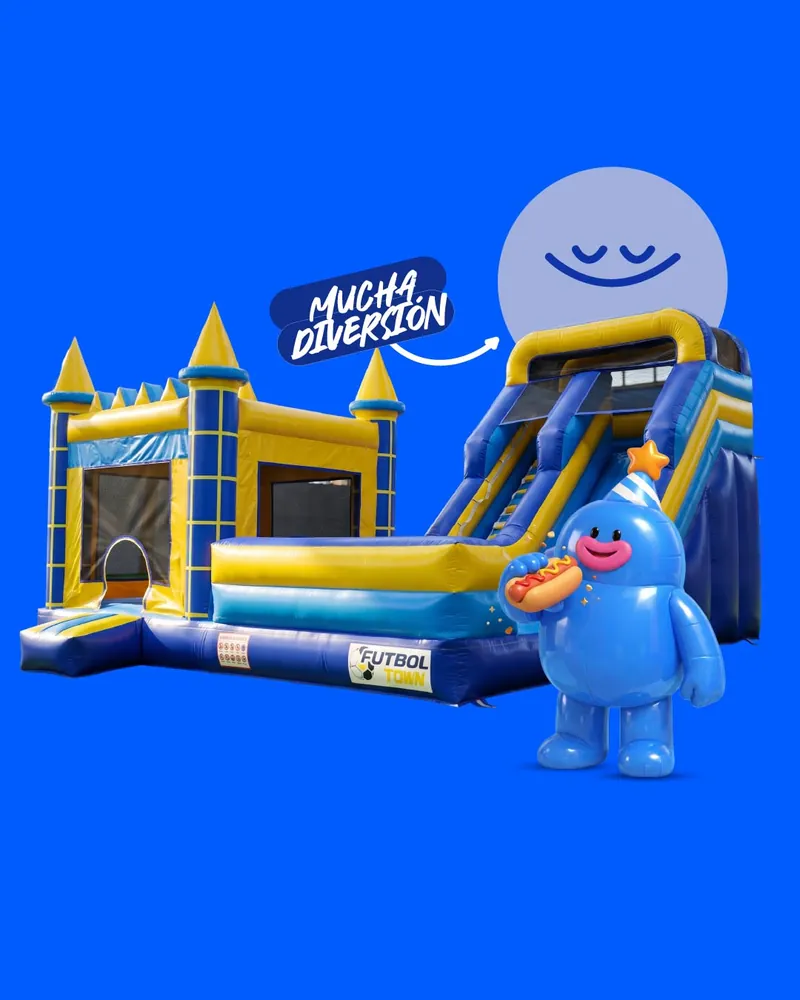 Inflable Playground con castillo y tobogán para niños de 3 a 7 años